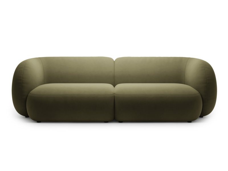 Canapea modulara 4 locuri, Kate, Micadoni Home, 243x99x76 cm, catifea, verde
