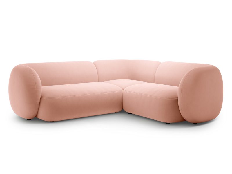 Coltar dreapta 4 locuri, Kate, Micadoni Home, 252x220x76 cm, catifea, roz
