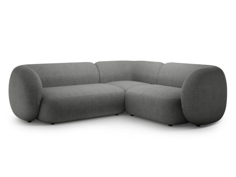 Coltar dreapta 4 locuri, Kate, Micadoni Home, 252x220x76 cm, tesatura boucle, gri inchis