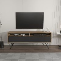 Comoda TV, Hanah Home, Flay, 140x53.2x35 cm, Nuc / Negru