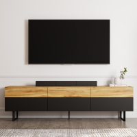 Comoda TV, Hanah Home, Sign, 180x49x37 cm, Negru / Stejar