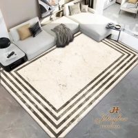 Covor 100x200cm pentru Dormitor si Living, Crem - Gri