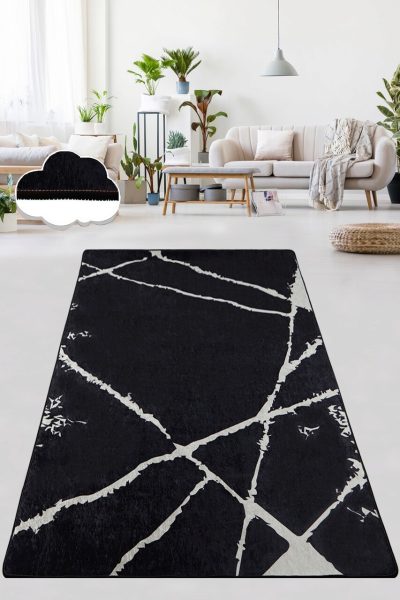 Covor, Broken Black, 100x200 cm, Alb/Negru