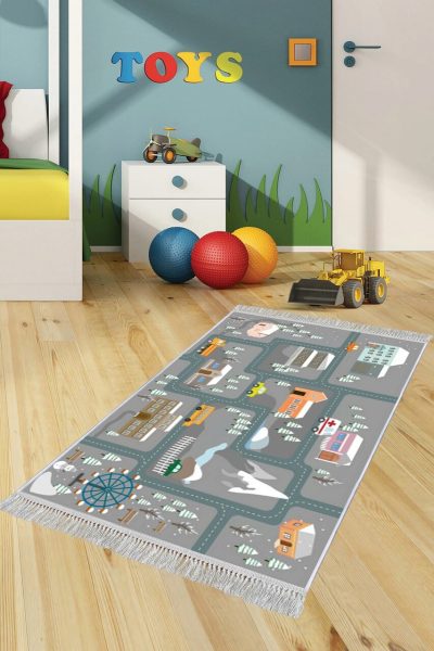 Covor pentru copii, ELS586, 100x200 cm, Multicolor