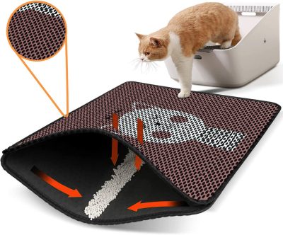 Covoras litiera pentru colectarea granulelor de nisip, Paws &amp; Whiskers, Nrszn0028, 50% PVC/50% poliester, Multicolor