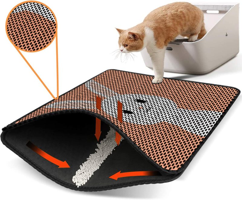 Covoras litiera pentru colectarea granulelor de nisip, Paws &amp; Whiskers, Nrszn0098, 50% PVC/50% poliester, Multicolor