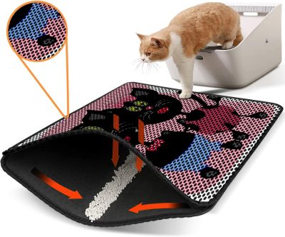 Covoras litiera pentru colectarea granulelor de nisip, Paws &amp; Whiskers, Nrszn0235, 50% PVC/50% poliester, Multicolor