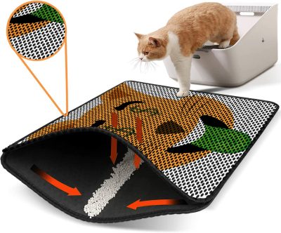 Covoras litiera pentru colectarea granulelor de nisip, Paws &amp; Whiskers, Nrszn0241, 50% PVC/50% poliester, Multicolor
