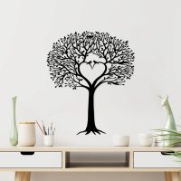 Decoratiune de perete, Love Tree, Dimensiune: 59 x 70 cm, Negru