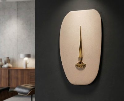 Decoratiune de perete, Mauro Ferretti, Lagos, 25x6.5x39.5 cm, ceramica, maro/auriu
