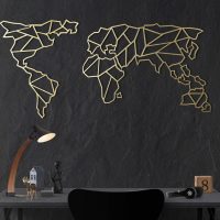 Decoratiune de perete, World Map XL, Dimensiune: 85 x 170 cm, Auriu