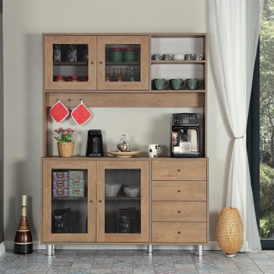 Dulap multifunctional, Hanah Home, Grano 140, 140x187x40 cm, Stejar caucazian