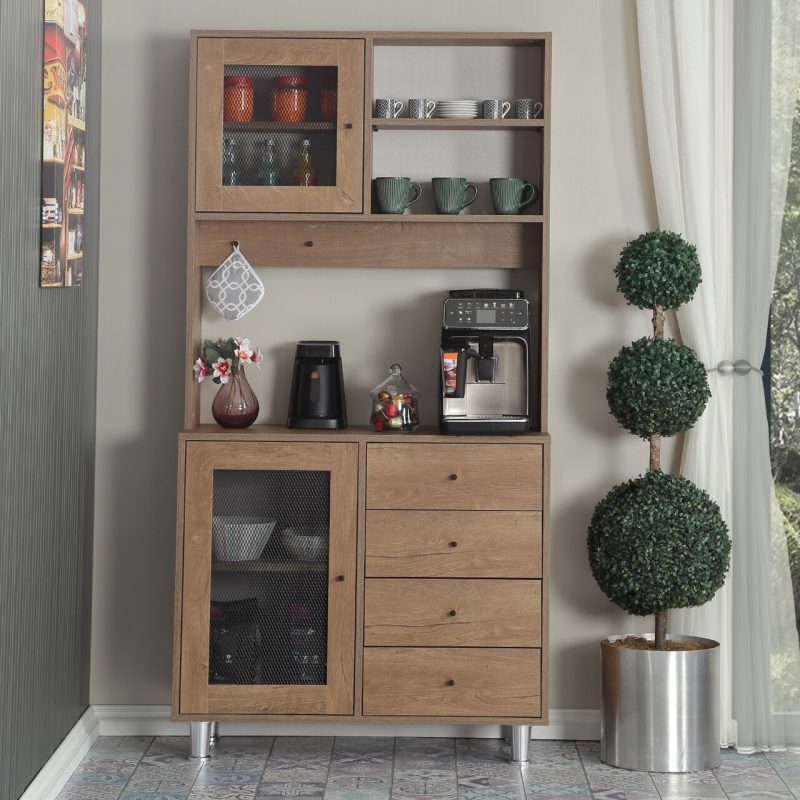 Dulap multifunctional, Hanah Home, Grano 96, 96x187x40 cm, Stejar caucazian