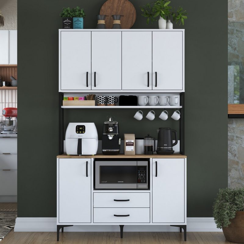 Dulap multifunctional, Hanah Home, JE169, 120x198.6x38 cm, Alb/Maro