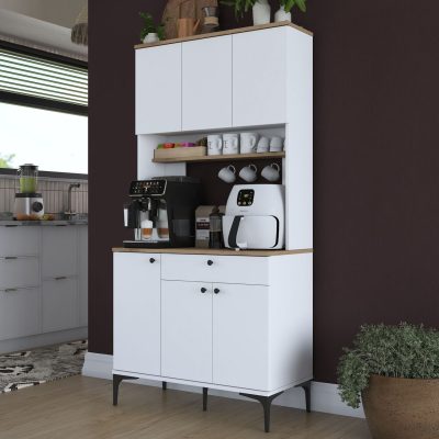 Dulap multifunctional, Hanah Home, JE196, 90.2x184.2x45 cm, Nuc/Alb