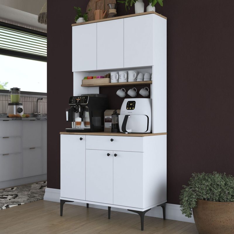 Dulap multifunctional, Hanah Home, JE196, 90.2x184.2x45 cm, Nuc/Alb