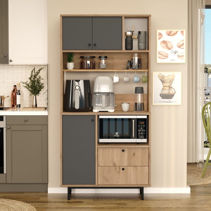Dulap multifunctional, Hanah Home, RE4-SA, 88x180x35.5 cm, Stejar / Antracit