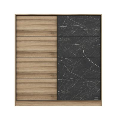 Dulap pentru haine, Hanah Home, Kale, 180x190x52 cm, Dore / Negru