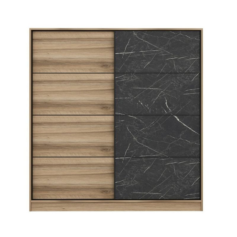 Dulap pentru haine, Hanah Home, Kale, 180x190x52 cm, Dore / Negru