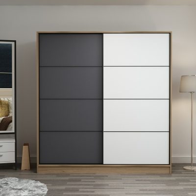 Dulap pentru haine, Hanah Home, Kale, 180x210x52 cm, Dore / Antracit / Alb