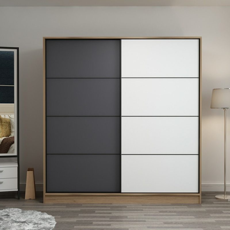 Dulap pentru haine, Hanah Home, Kale, 180x210x52 cm, Dore / Antracit / Alb