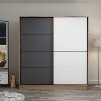 Dulap pentru haine, Hanah Home, Kale, 180x210x52 cm, Dore / Antracit / Alb