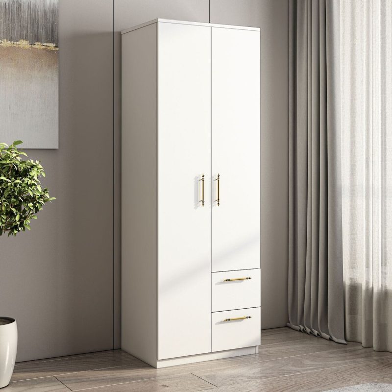 Dulap pentru haine, Hanah Home, Merlin 2, 60x171.8x45 cm, Alb