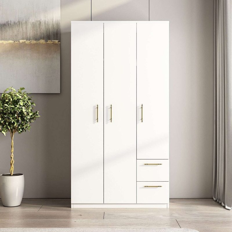 Dulap pentru haine, Hanah Home, Merlin, 90x171.8x45 cm, Alb