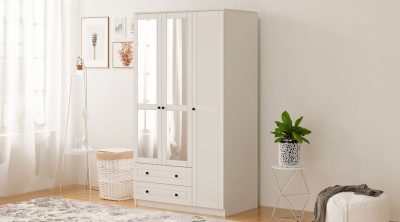 Dulap pentru haine, Hanah Home, Rb-062-03, 105x184x52 cm, Alb mat