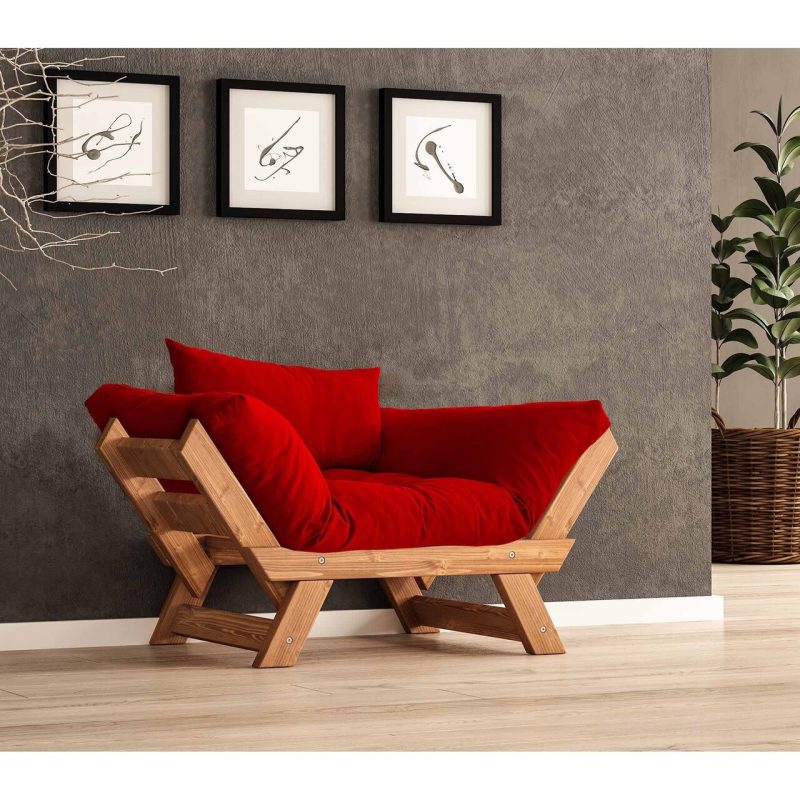 Fotoliu de gradina, Hanah Home, CPT8155-140, Tec / Roșu