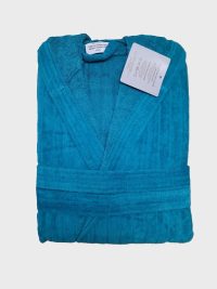 Halat de baie cu gluga, ET 2000 IMPEX, L/XL, bumbac, turcoaz