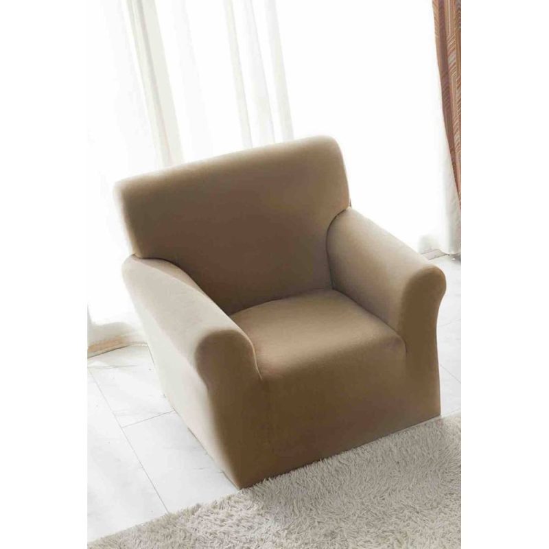 Husa Elastica, 90cm-130cm, pentru Fotoliu cu brate, Jojo Home, Catifea, Bej
