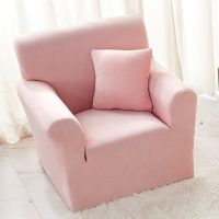 Husa Elastica, 90cm-130cm, pentru Fotoliu cu brate, Jojo Home, Catifea, Roz