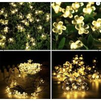 Instalatie Solara pentru Gradina - Flori de Cires cu 50 LED-uri, Alb Cald
