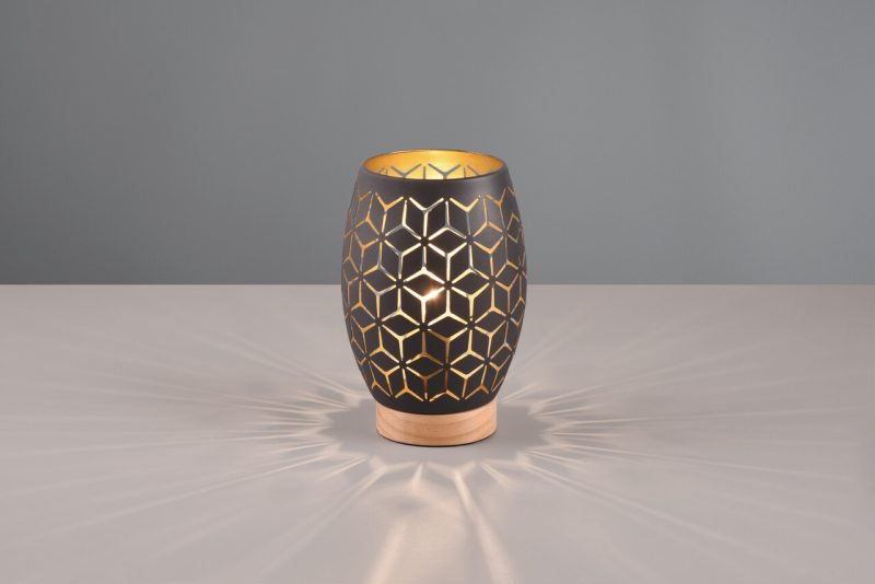 Lampa de masa Bidar, RL, 15x21.5 cm, 28W, 1x E27, metal, negru/natur