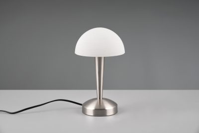 Lampa de masa Canaria, RL, 15x26.5 cm, 4.9W, 1x E14, metal, nichel mat/ alb