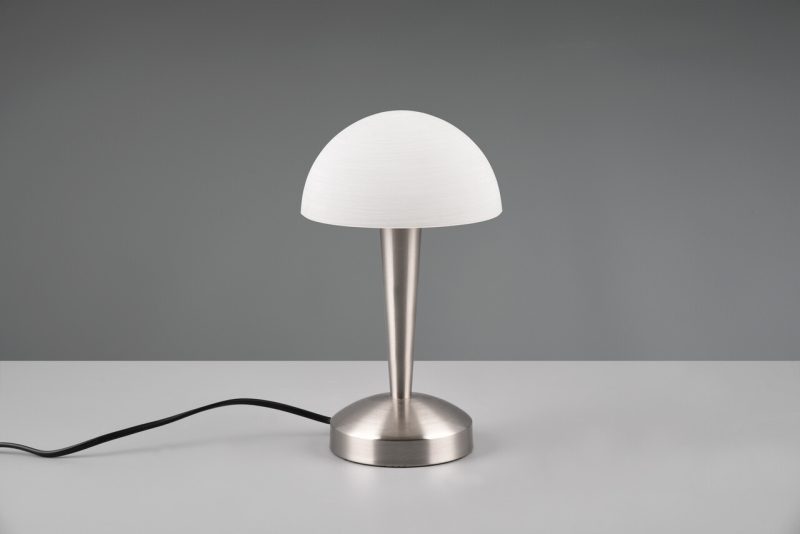 Lampa de masa Canaria, RL, 15x26.5 cm, 4.9W, 1x E14, metal, nichel mat/ alb
