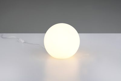 Lampa de masa Pingpong, RL, 20x18.5 cm, 25W, 1x E27, sticla, alb