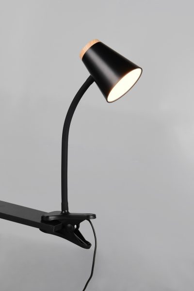 Lampa de masa Pongo, RL, 9.5x33 cm, 4.5W, 1x SMD, plastic, negru/natur