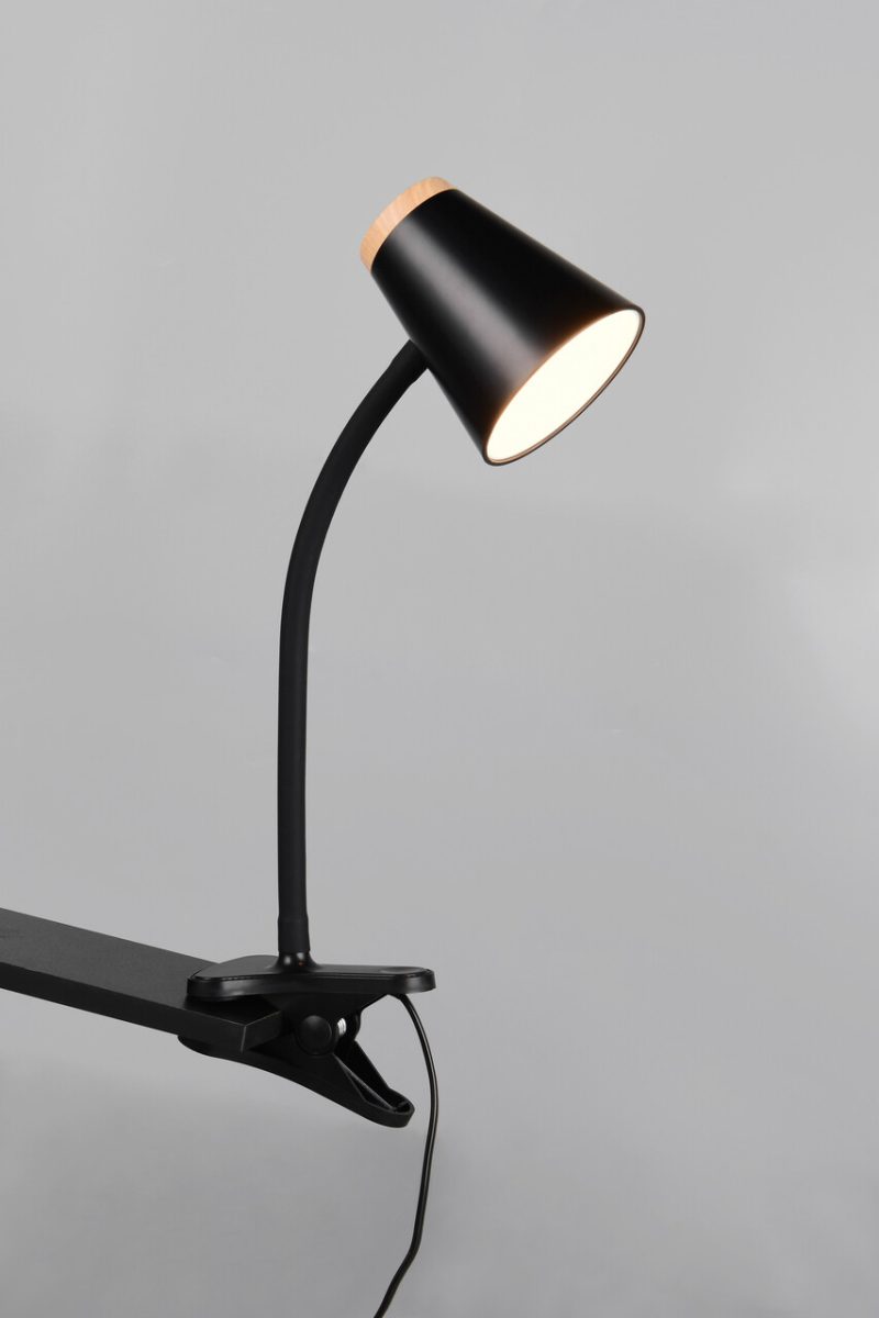 Lampa de masa Pongo, RL, 9.5x33 cm, 4.5W, 1x SMD, plastic, negru/natur