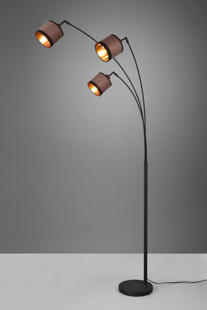 Lampadar Davos, RL, 12x185 cm, 28W, 3x E14, metal, negru mat/taupe