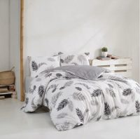 Lenjerie de pat dubla, L'essentiel Maison, Plume, Gri/Alb