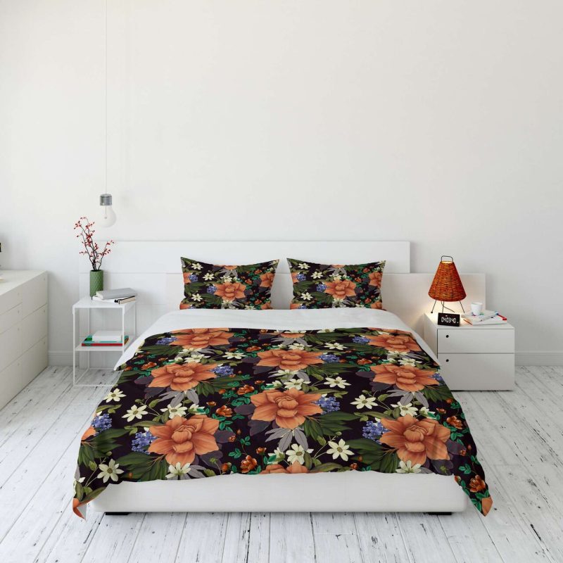 Lenjerie de pat dubla Super King (FR), 3 piese, L'essentiel Maison, FLW_DVT25-29, Multicolor