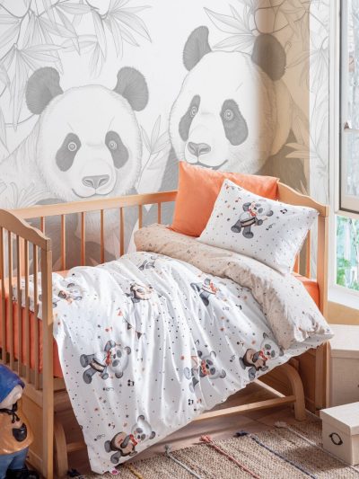Lenjerie de pat pentru copii, L'essentiel Maison, Musico, Bumbac Ranforce, Portocaliu