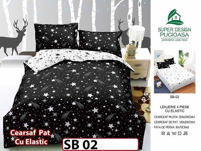 Lenjerie din bumbac Satinat 4 piese Pucioasa cu Elastic - SB 02
