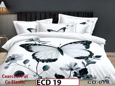 Lenjerie din finet 5D cu 6 piese si cearceaf cu elastic - ECD 19
