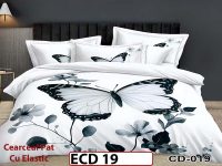 Lenjerie din finet 5D cu 6 piese si cearceaf cu elastic - ECD 19