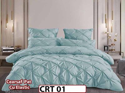 Lenjerie din Finet 6 piese cu pliuri cu Cearceaf Elastic - CRT 01