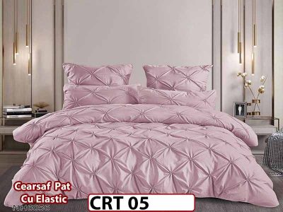 Lenjerie din Finet 6 piese cu pliuri cu Cearceaf Elastic - CRT 05