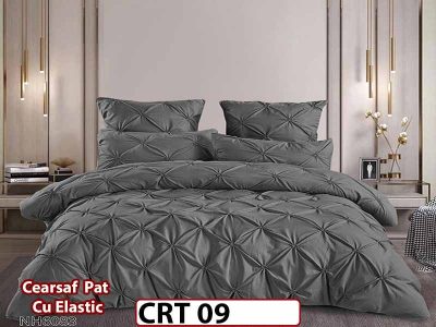 Lenjerie din Finet 6 piese cu pliuri cu Cearceaf Elastic - CRT 09